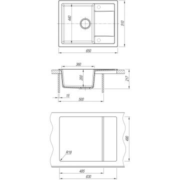 Мойка кухонная прямоугольная Dr. gans (Др. Ганс) Техно 650 Базальт (25.030.C0650.409)