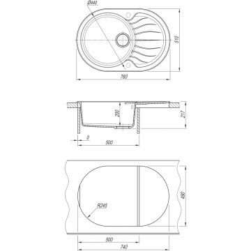Мойка кухонная овальная Dr. Gans (Др. Ганс) Берта 760 Серый (25.040.C0760.408)