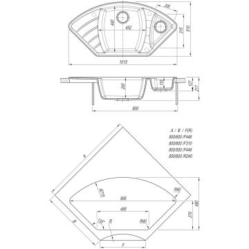 Мойка кухонная угловая Dr. Gans (Др. Ганс) Габи Черный (25.050.E1015.407)
