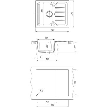 Мойка кухонная прямоугольная Dr. Gans (Др. Ганс) Лора 620 Латте (25.020.A0620.403)
