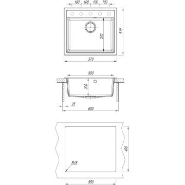 Мойка кухонная прямоугольная Dr. Gans (Др. Ганс) Ника (Nika) 570 Дюна (25.070.D0570.402)