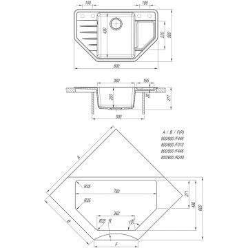 Мойка кухонная угловая Dr. Gans (Др. Ганс) Рио Терра (25.080.C0800.405)