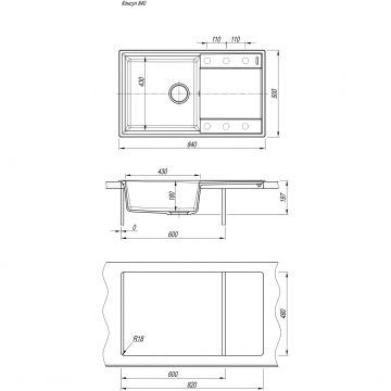 Мойка кухонная прямоугольная Flortek (Флортек) Консул 840 Жасмин (23.020.D0840.201)