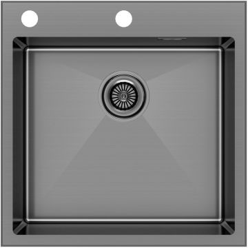 Мойка кухонная Paulmark (Паульмарк) KRONER-EDGE 51, PM775151-GM, вороненая сталь, 510х510мм