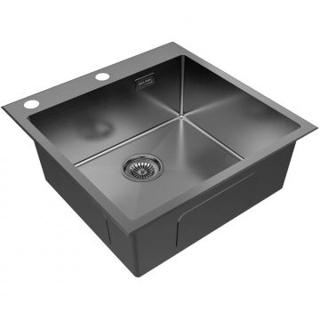 Мойка кухонная Paulmark (Паульмарк) KRONER-EDGE 51, PM775151-GM, вороненая сталь, 510х510мм