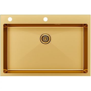 Мойка кухонная Paulmark (Паульмарк) KRONER-EDGE 75, PM777551-BG, брашированное золото, 750х510мм