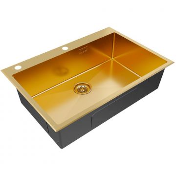 Мойка кухонная Paulmark (Паульмарк) KRONER-EDGE 75, PM777551-BG, брашированное золото, 750х510мм