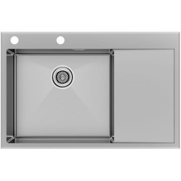 Мойка кухонная Paulmark (Паульмарк) KRONER-EDGE 78F, PM777851-BSL, брашированная нерж. сталь, левая, 780х510мм