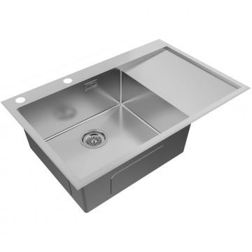Мойка кухонная Paulmark (Паульмарк) KRONER-EDGE 78F, PM777851-BSL, брашированная нерж. сталь, левая, 780х510мм