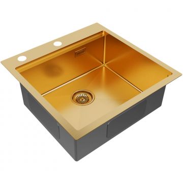 Мойка кухонная Paulmark KRONER-PRO 51, PM705151-BG, брашированное золото, 510х510мм