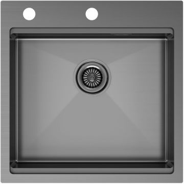 Мойка кухонная Paulmark (Паульмарк) KRONER-PRO 51, PM705151-GM, вороненая сталь, 510х510мм