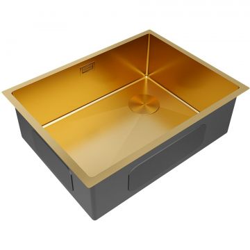 Мойка кухонная Paulmark (Паульмарк) NEXT-SKEW 58 UNI, PM885844-BG, брашированное золото, 580х440мм