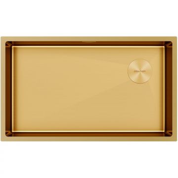 Мойка кухонная Paulmark (Паульмарк) NEXT-SKEW 74 UNI, PM887444-BG, брашированное золото, 740х440мм