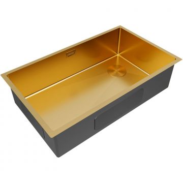 Мойка кухонная Paulmark (Паульмарк) NEXT-SKEW 74 UNI, PM887444-BG, брашированное золото, 740х440мм