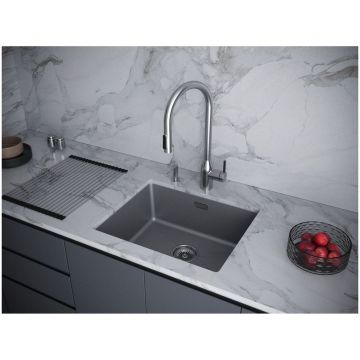 Мойка кухонная Paulmark (Паульмарк) LUMI 55UNI, LU55-GRM, серый металлик, 555х460мм