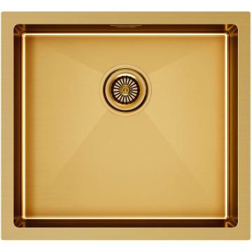 Мойка кухонная Paulmark (Паульмарк) нержавеющая сталь, 1 чаша, Gerberg 48 Uni PM254844-BG брашированное золото 480х440 мм