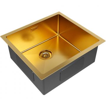 Мойка кухонная Paulmark (Паульмарк) нержавеющая сталь, 1 чаша, Gerberg 48 Uni PM254844-BG брашированное золото 480х440 мм