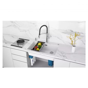 Мойка кухонная Paulmark (Паульмарк) Lumi 74 Uni-Skew белый, LU74SK-WH