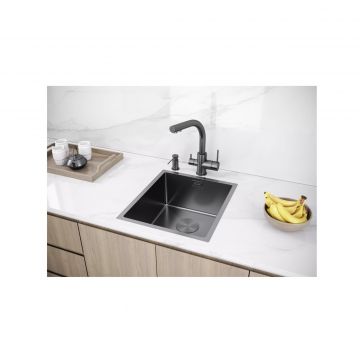 Мойка кухонная Paulmark (Паульмарк) Next 38 Uni вороненая сталь, PM213844-GM