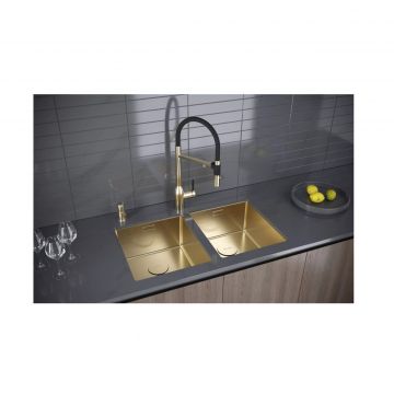 Мойка кухонная Paulmark (Паульмарк) Next 38 Uni светлое золото, PM213844-LG