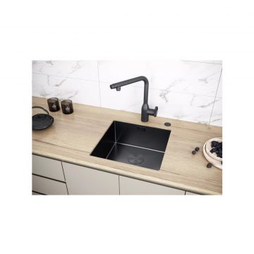 Мойка кухонная Paulmark (Паульмарк) Next 44 Uni черный матовый, PM214444-MBN