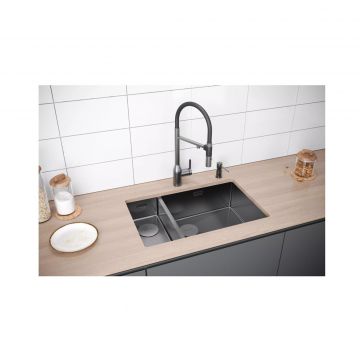 Мойка кухонная Paulmark (Паульмарк) Next 69/2S Uni вороненая сталь, PM226944-GMR