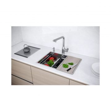 Мойка кухонная Paulmark (Паульмарк) Next-Multi Sink 54 Uni брашированная сталь, PM785445-BS