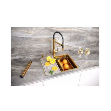 Мойка кухонная Paulmark (Паульмарк) Next-Multi Sink 58 Uni брашированное золото, PM785845-BG