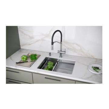 Мойка кухонная Paulmark (Паульмарк) Next-Multi Sink 58 Uni брашированная сталь, PM785845-BS