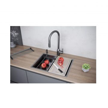 Мойка кухонная Paulmark (Паульмарк) Next-Multi Sink 58 Uni вороненая сталь, PM785845-GM