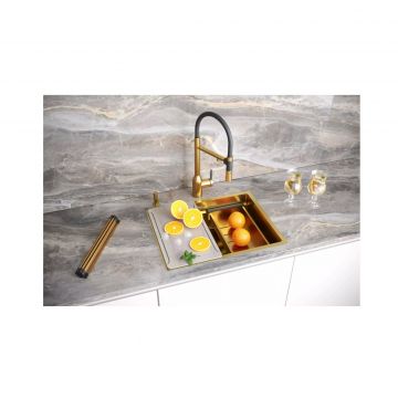 Мойка кухонная Paulmark (Паульмарк) Next-Pro 58 Uni брашированное золото, PM705845-BG