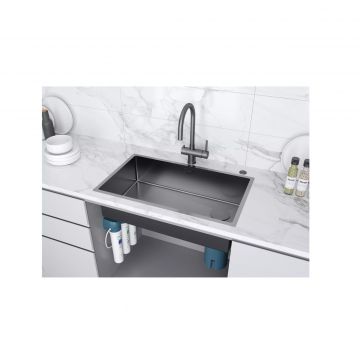 Мойка кухонная Paulmark (Паульмарк) Next-Skew 74 Uni вороненая сталь, PM887444-GM