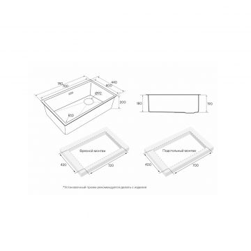 Мойка кухонная Paulmark (Паульмарк) Next-Skew 74 Uni серый, PM887444-MG