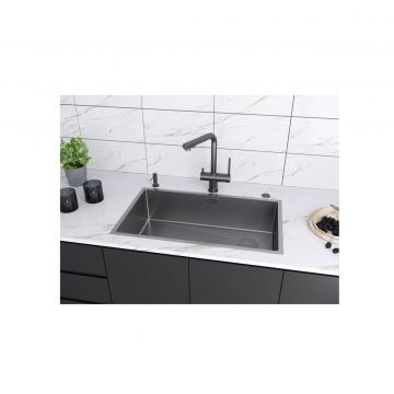 Мойка кухонная Paulmark (Паульмарк) Next-Skew 74 Uni серый, PM887444-MG