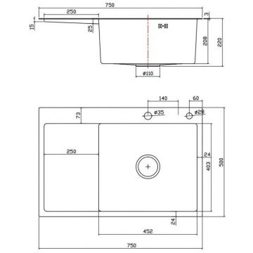 Мойка для кухни Fmark FSC7550Q-R, графит