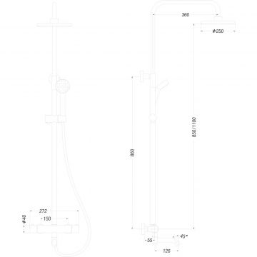 Душевая стойка Creto (Крето) Element 2.0-TDCB-BK матовый черный