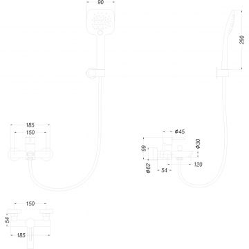 Смеситель для ванны с душем Creto (Крето) Element 2.0-BSM-CR хром глянец