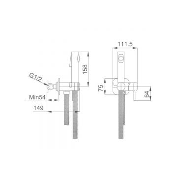 Смеситель с гигиенической лейкой Haiba (Хаиба) оружейная сталь (HB5518-3)