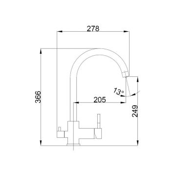 Смеситель для кухни с подключением фильтра воды Haiba (Хаиба) HB43828-3, оружейная сталь