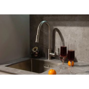 Смеситель для кухни c выдвижным изливом Osgard Forso никель (87073)