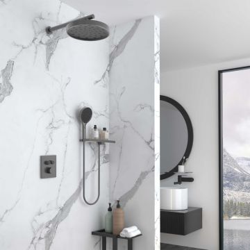 Душевой комплект Vincea Inspire VSFW-3I21MT2RGM встраиваемый, термостат, двухрежимный, вороненая сталь