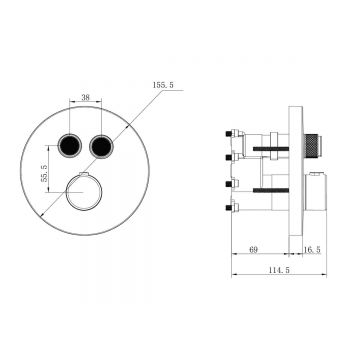 Душевой комплект Vincea Inspire VSFW-3I22MT2RCH встраиваемый, термостатический, двухрежимный, хром