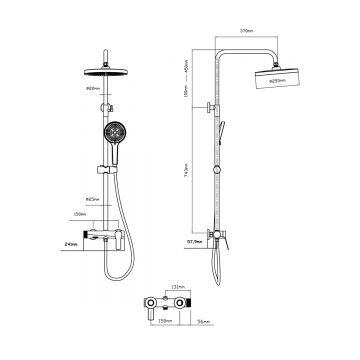 Душевая стойка Vincea (Винчея) Arco VSFS-4AR1BG с изливом, брашированное золото