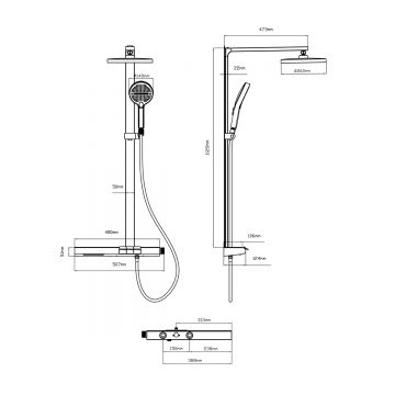 Душевая стойка Vincea (Винчея) Aspire VSFS-4AS1BG с изливом, брашированное золото