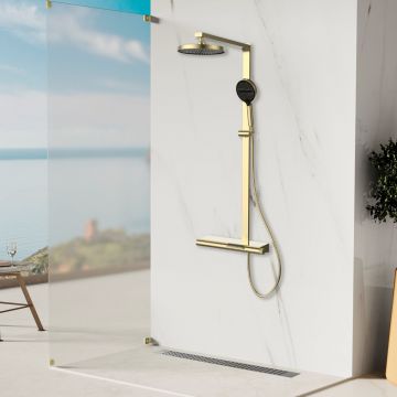 Душевая стойка Vincea (Винчея) Aspire VSFS-4AS1BG с изливом, брашированное золото