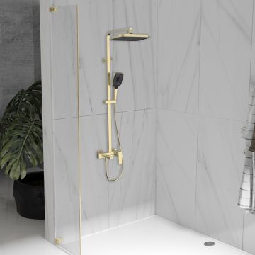 Душевая стойка Vincea (Винчея) Cube VSFS-4C12BG с изливом, брашированное золото