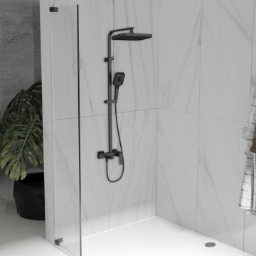 Душевая стойка Vincea (Винчея) Cube VSFS-4C12MB с изливом, черный матовый