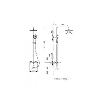 Душевая стойка Vincea (Винчея) Rondo VSFS-1R1MB с изливом, черный матовый