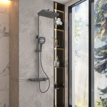 Душевая стойка Vincea (Винчея) VSFS-411GM с изливом, вороненая сталь