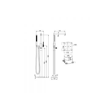 Смеситель для ванны напольный Vincea (Винчея) Rim VTF-2RMCH однорычажный, хром